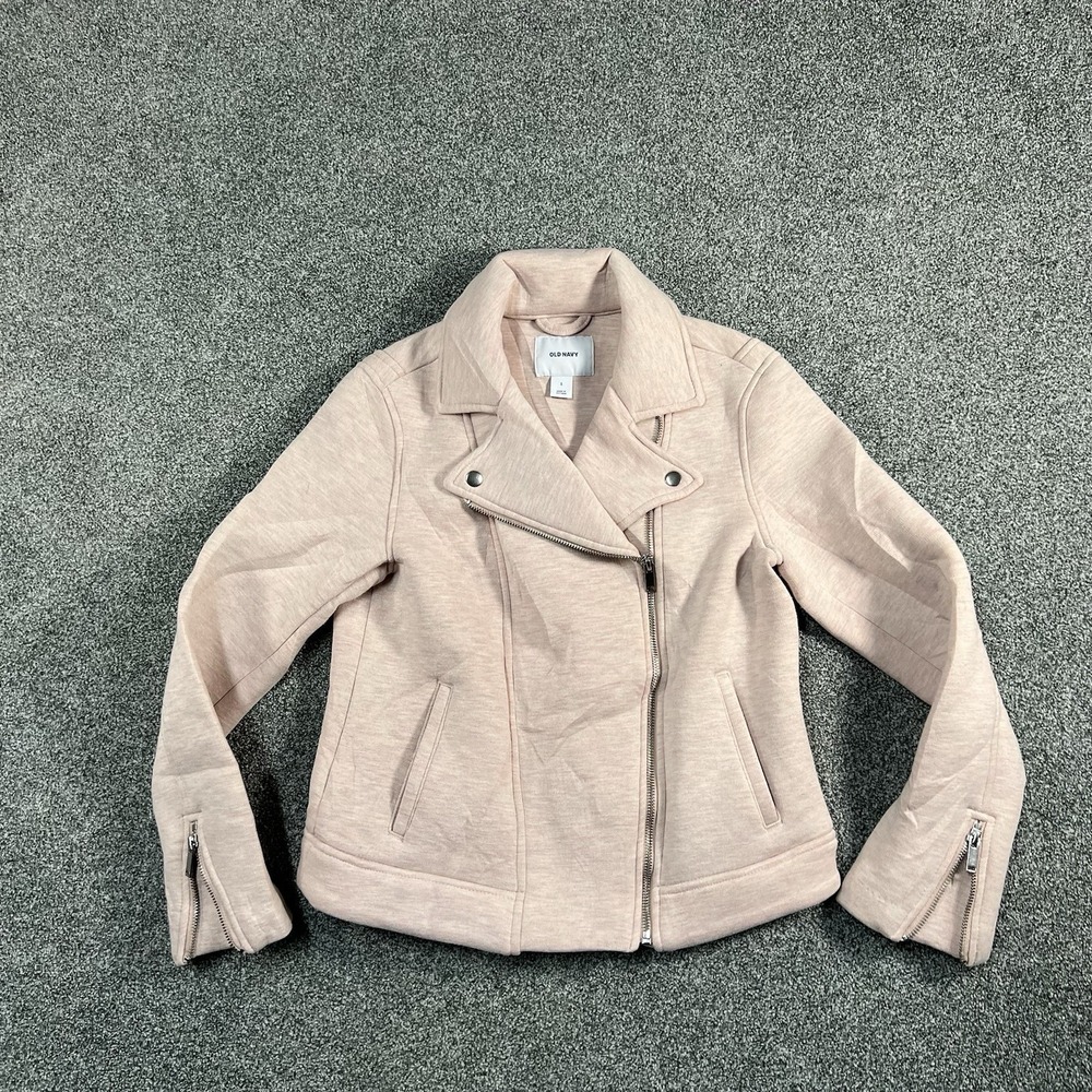 Old Navy Womens Small Pink Moto Jacket Full Zip Biker Motorcycle Style